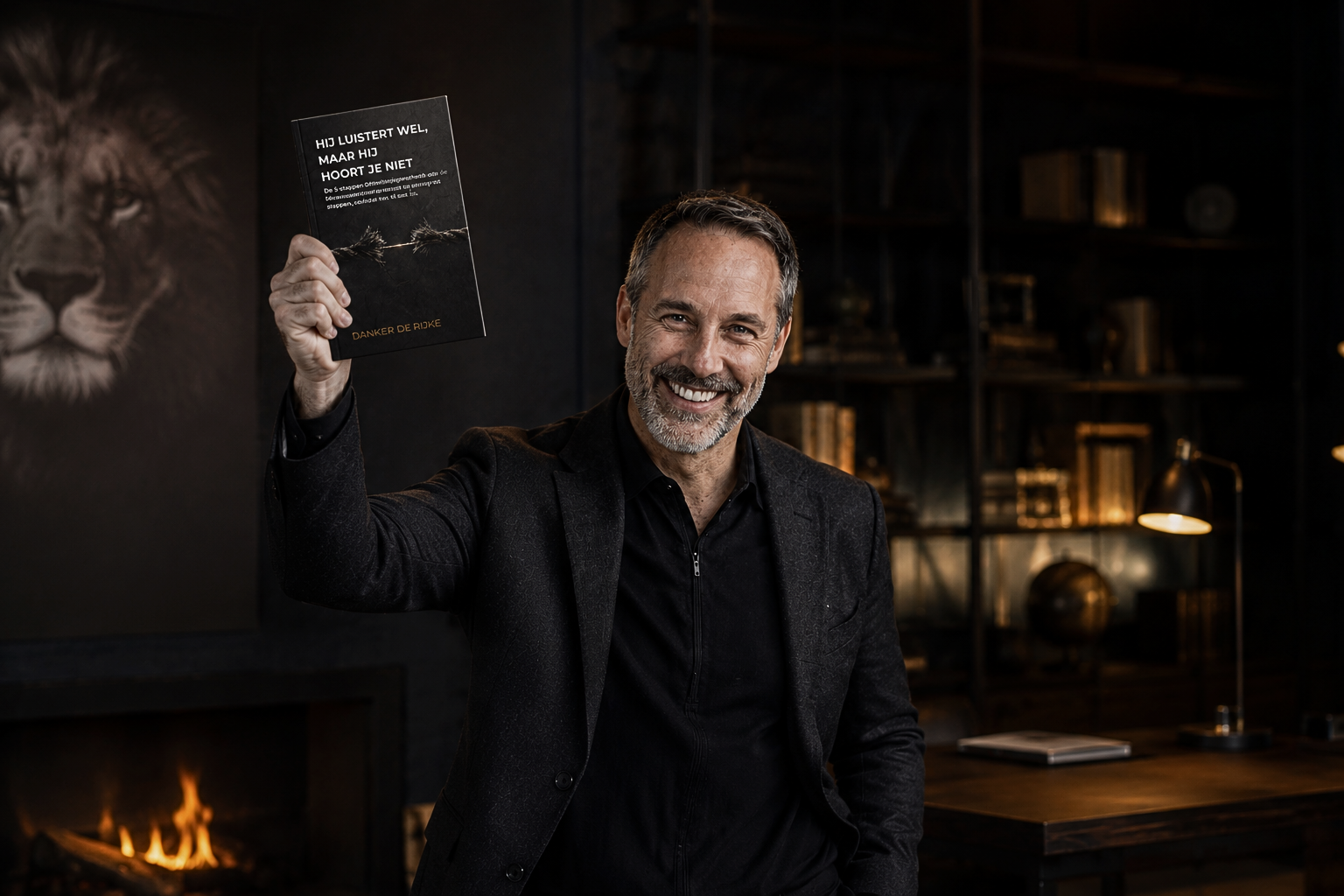 Danker de Rijke met het eboek Hij Luistert Wel, Maar Hij Hoort Je Niet