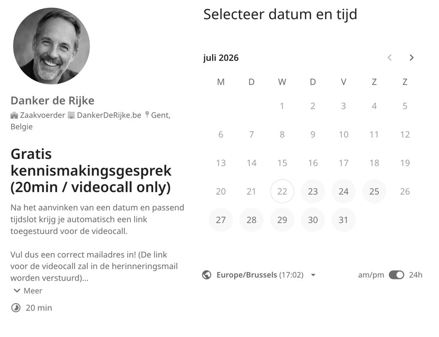 Plan zelf je moment in de agenda