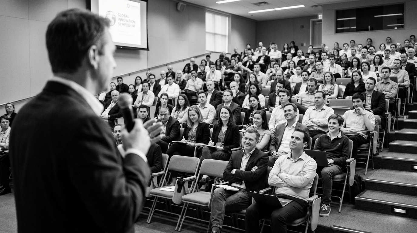 Aandachtig publiek tijdens een keynote